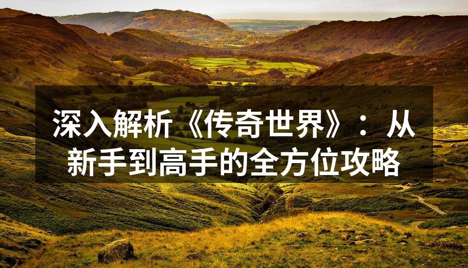 深入解析《传奇世界》：从新手到高手的全方位攻略